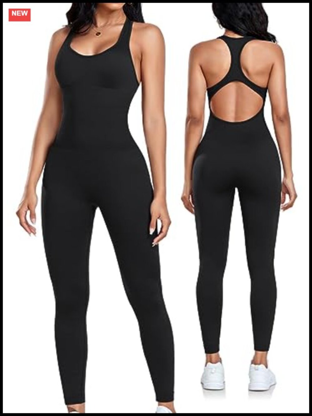 Seamless Racerback Tummy Control Padded Workout Jumpsuit Bodysuit
